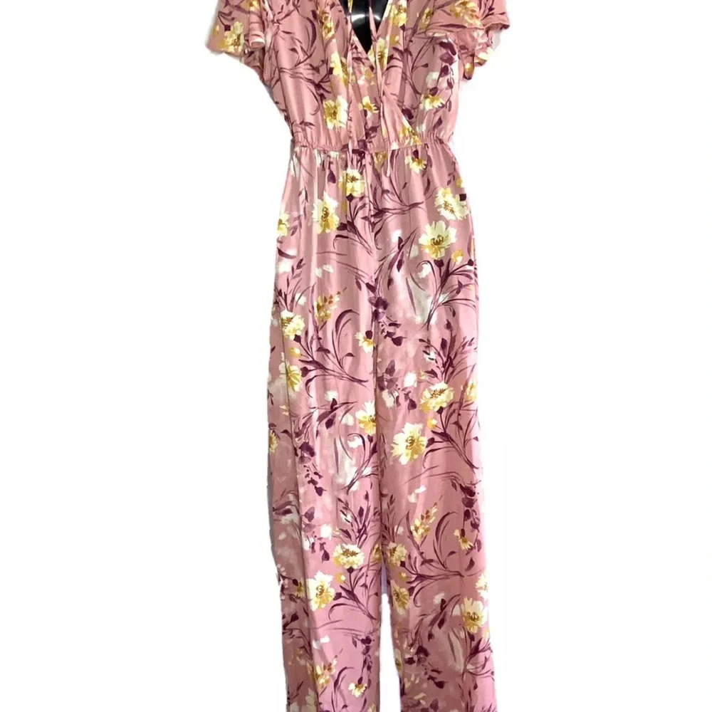 BOG Collective Flowered Full Length Jumpsuit. Size Large. - Picture 2 of 5